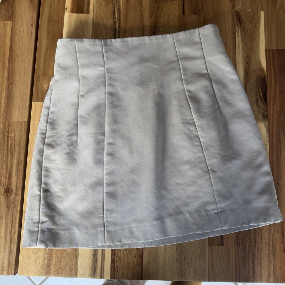 Zara Beige Mini Skirt Structured Panel Zip Back Size XS